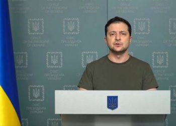 Intervention vidéo du président ukrainien Volodymyr Zelensky le 26 février 2022. (capture de la chaîne officielle du président ukrainien)