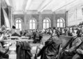 Cours au College de France (Paris) : le public ecoute une conference, gravure, vers 1900 (© Tallandier / Bridgeman Images)