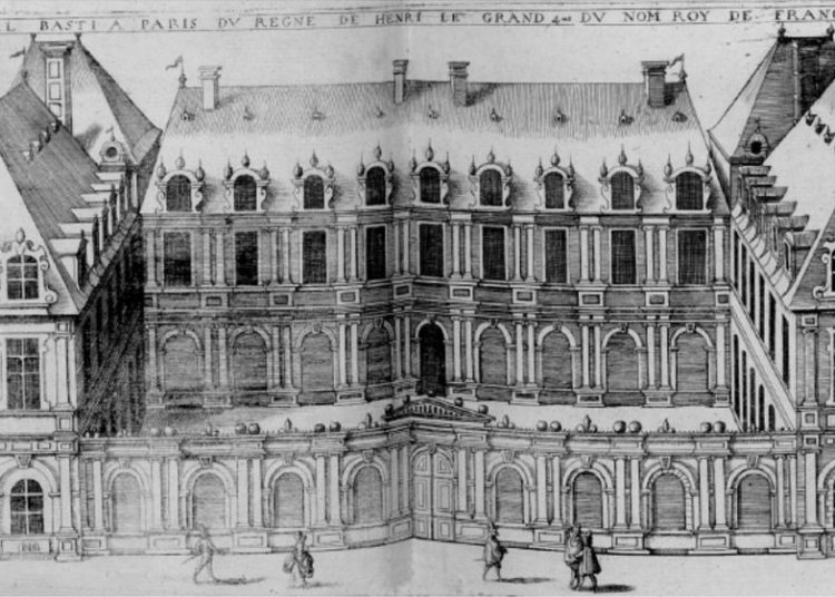 Le collège royal, futur collège de France, dessiné par Claude Chastillon, 1612