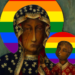 La Vierge noire à l'enfant de Częstochowa redécorée aux couleurs LGBT. (Wikimedia commons)