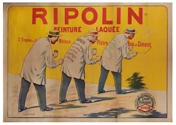 Ripoliner : Donner à quelque chose l'apparence, souvent trompeuse, du neuf (Larousse). Ripoliner : Donner à quelque chose l'apparence, souvent trompeuse, du neuf (Larousse. Affiche publicitaire, par Eugène Vavasseur.