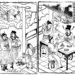Une illustration du chapitre 21 du roman « Les Trois Royaumes » : En chauffant du vin, Cao Cao discute des héros. Cao Cao (à l'extrême droite) proclame à Liu Bei : « Dans tout l'Empire, il n'y a d'autre véritable héros que vous et moi. ». Liu Bei lâche ses baguettes de surprise, croyant que Cao Cao a deviné ses ambitions politiques et son implication dans le complot de Dong Cheng (Wikipedia)